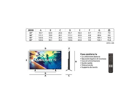 PHILIPS Ambilight TV 65PUS8010, 4K, UHD, LED 164cm 65", Smart TV, Dolby Atmos, Titan OS